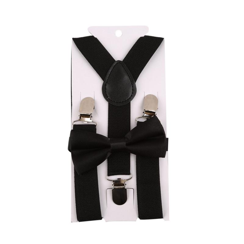 Waroomkkk Kinderen Jongens Meisjes Effen Kleur Clip-On Bretels Elastische Verstelbare Bretels Met Schattige Strik
