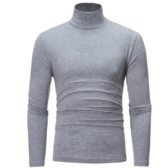 Manshanwangluo Mannen Herfst Winter Slim Fit Dieptepunt T-shirt Coltrui Lange mouw Effen Kleur Elastische Dunne Trui Tops Streetwear M