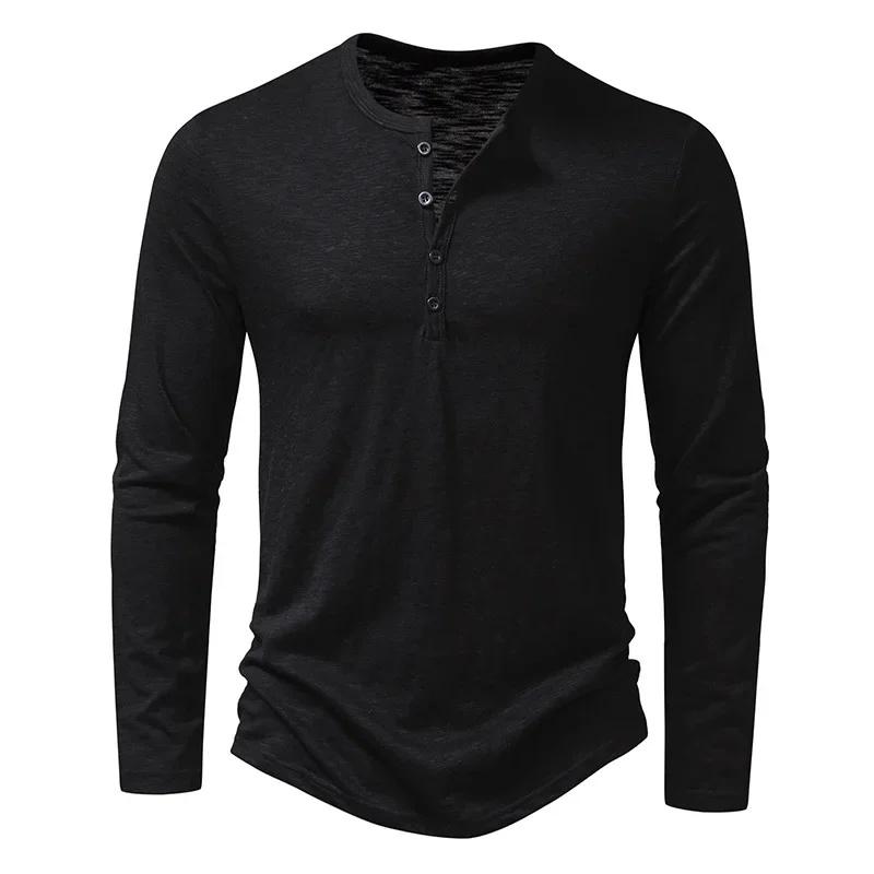 King Billion Heren katoenen T-shirt met knopen Henley-hals Shirt Lange mouw Casual Effen kleur T-shirts L