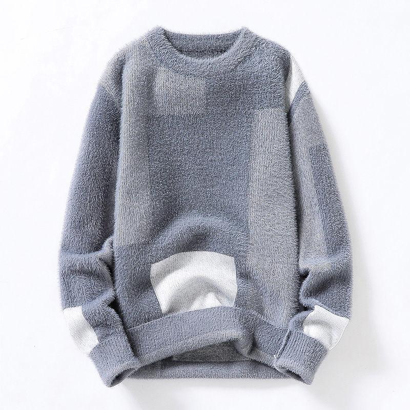WTEMPO Herentrui Herfst- en winterverdikking Ronde hals Pullover Sweater Tide Slanke warme trui Dieptepuntoverhemd Jeugdshirt S