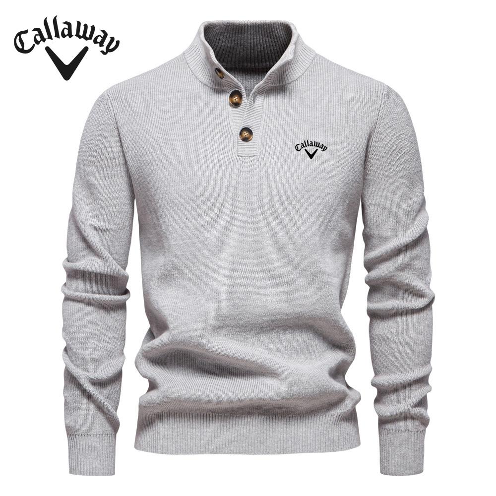 Callaway 2025 Herfst en Winter Nieuwe Geborduurde Trui Opstaande Kraag Heren Hoogwaardige Zakelijke Trui Effen Kleur Casual Gebreide Trui XL