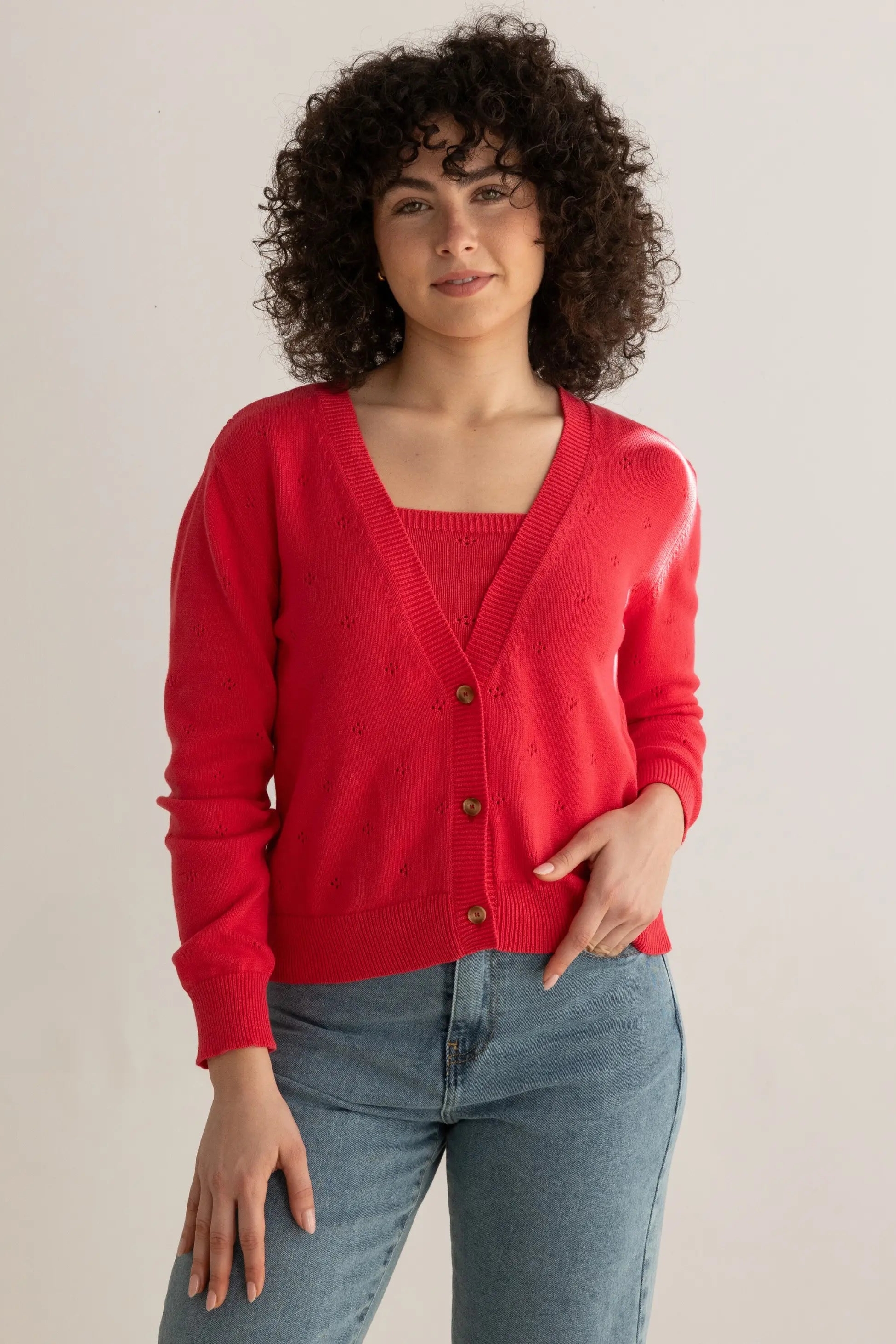 Clotsy Damen vegan Strickjacke Torimbia Coral