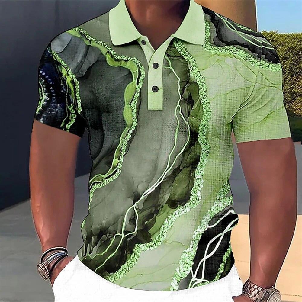 Nihao Luxe heren polo T-shirt 3D kleurrijk bedrukt modieus herenkleding Street Designer korte mouwen oversized shirt en blouse S