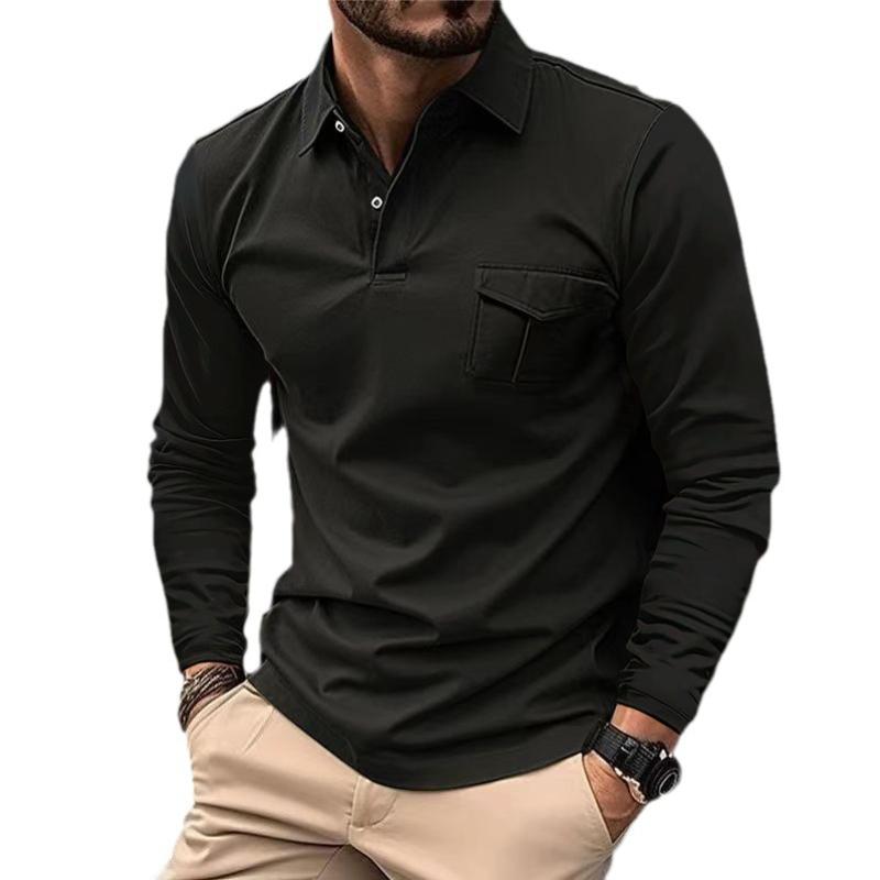 Fashion human Lente en herfst nieuw heren poloshirt met lange mouwen casual revers sport poloshirt XXXL