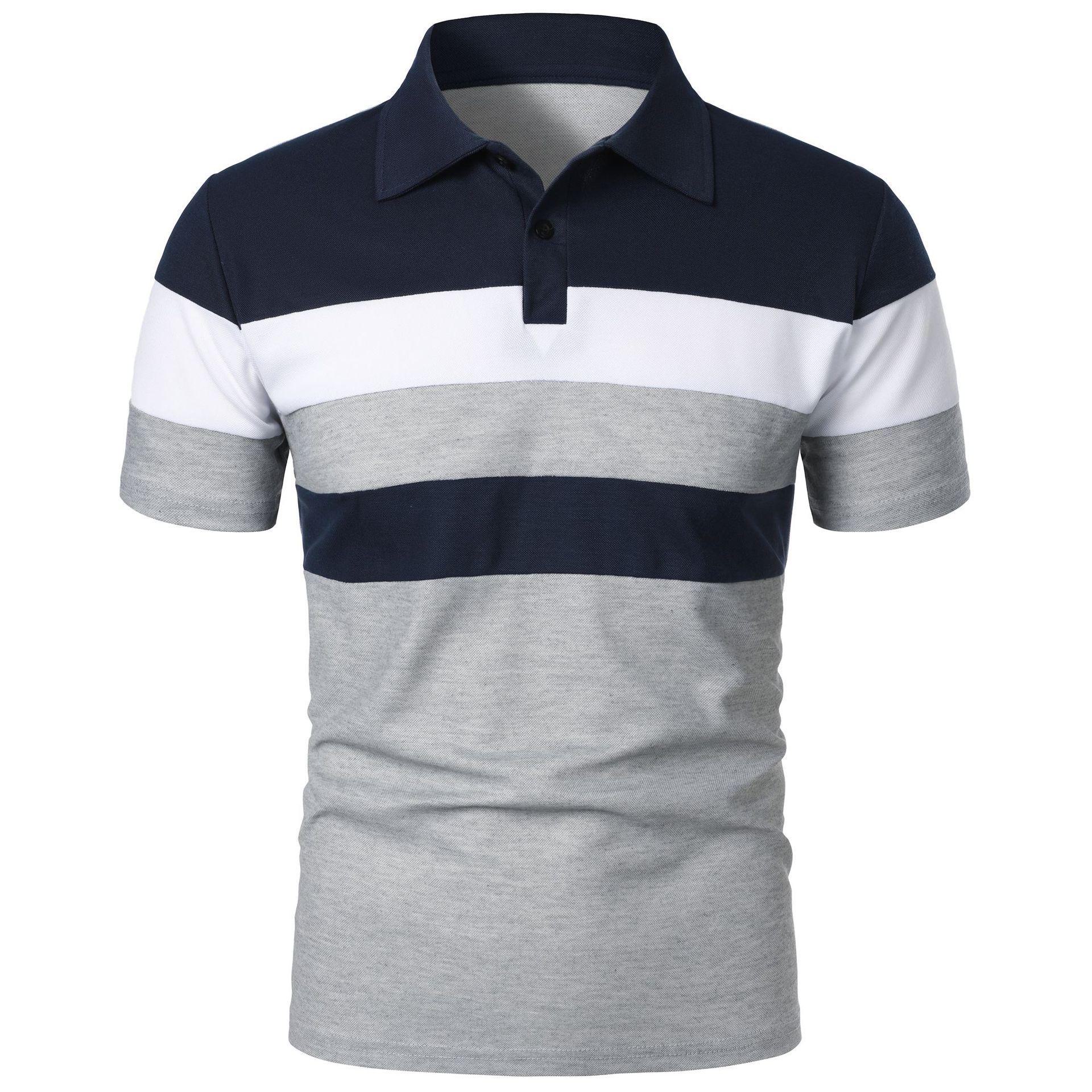 Top Men Wardrobe Modieus herenoverhemd met korte mouwen en borststrepen 8XL