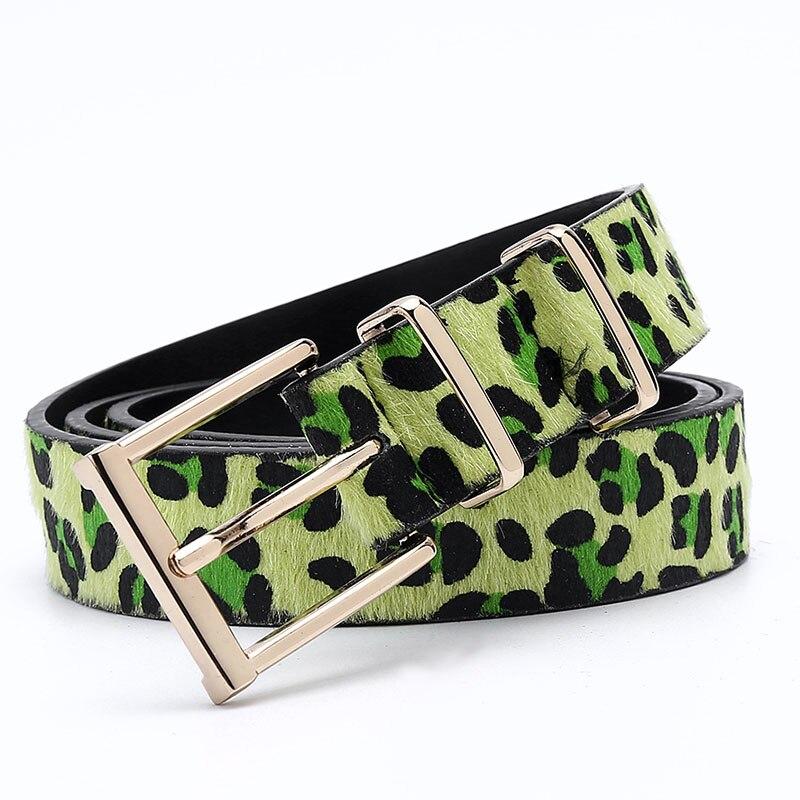 COOLERFIRE FASHION Vrouwelijke riem Vrouwen Paardenhaar riem met luipaardpatroon Roségouden metalen gesp Hot Sales Pu riem accessoires voor vrouwen 115cm 38to41 Inch