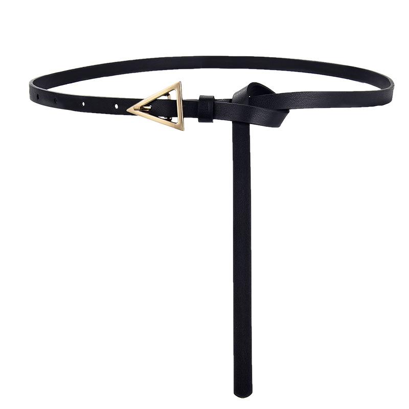 R&N Fashion Mode Driehoek Gesp Dunne Riem Vrouwen Pu Leren Riem Dames Decoratieve Jurk Jas Broek Tailleband zwart