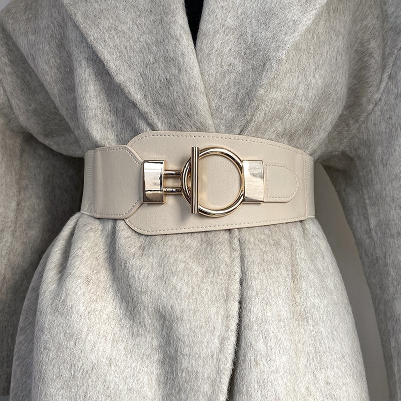AI Supermarket Hoogwaardige elastische tailleband voor dames - veelzijdige en trendy decoratieve accessoire beige