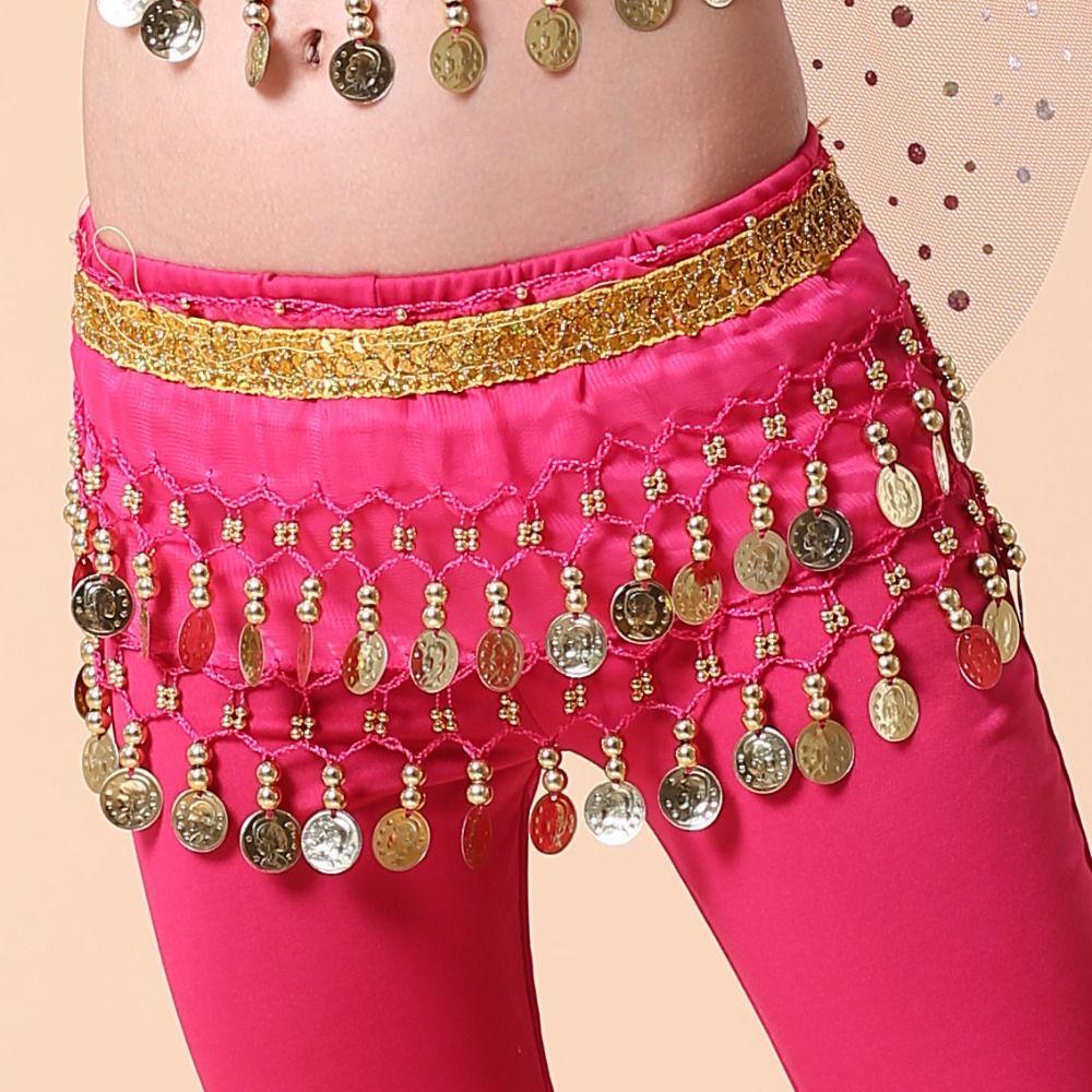 HaMingzhan Kinder heupsjaal chiffon dacning riemketting nieuwe metalen munten tailleketting