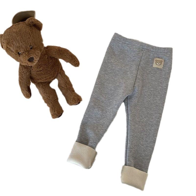 HOTDOG Meisjes herfst en winter effen kleur verdikte onderkant broek schattige slanke comfortabele broek 100
