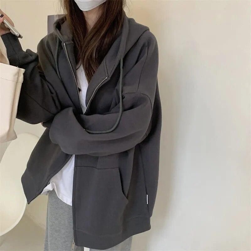KING BILLION Heren Hoodies Jas Ritssluiting Harajuku Hoodie Lange Mouw Lente Herfst Losse Casual Oversized Sweatshirts Jas met Zak US S