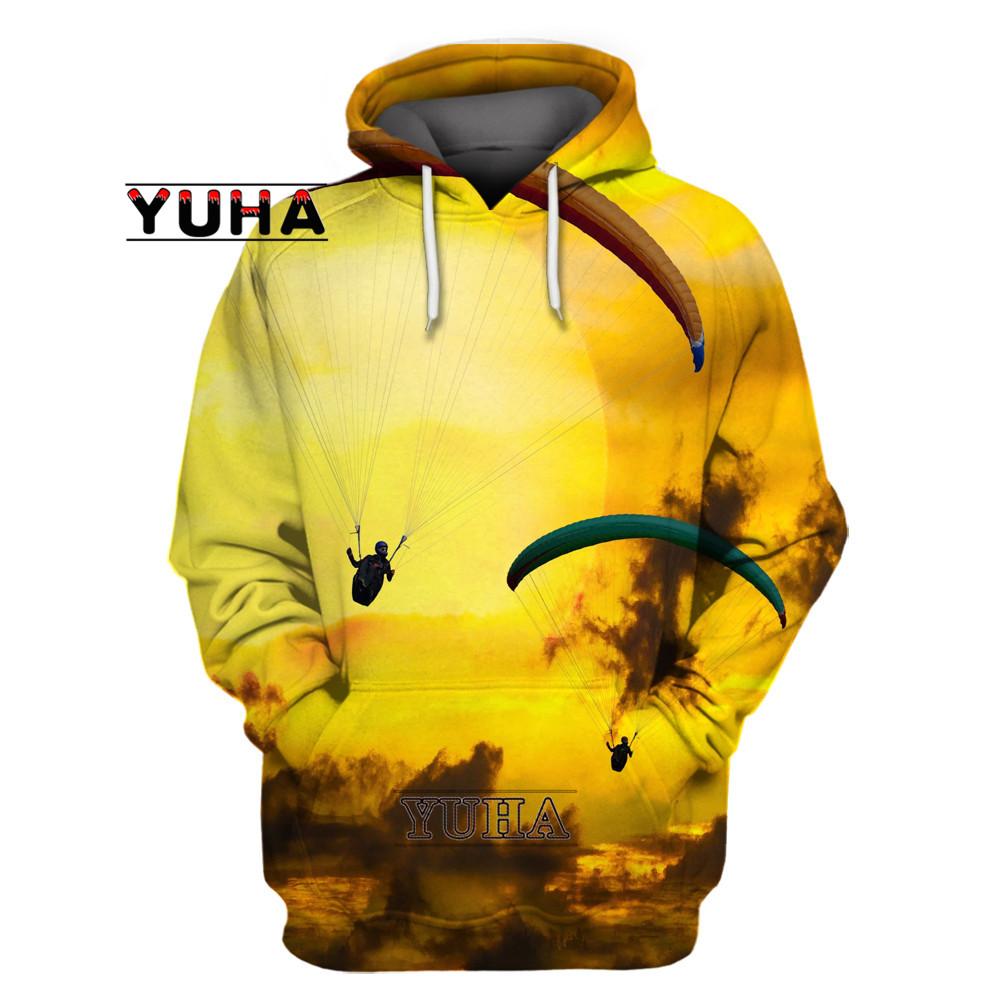 ETST 011 Heren Extreme Sport Paraglider Glider Skydiving 3D Print Hoodie Hip Hop Excitement Lange Mouw Sweatshirt Jas Oversized Tops 4XL