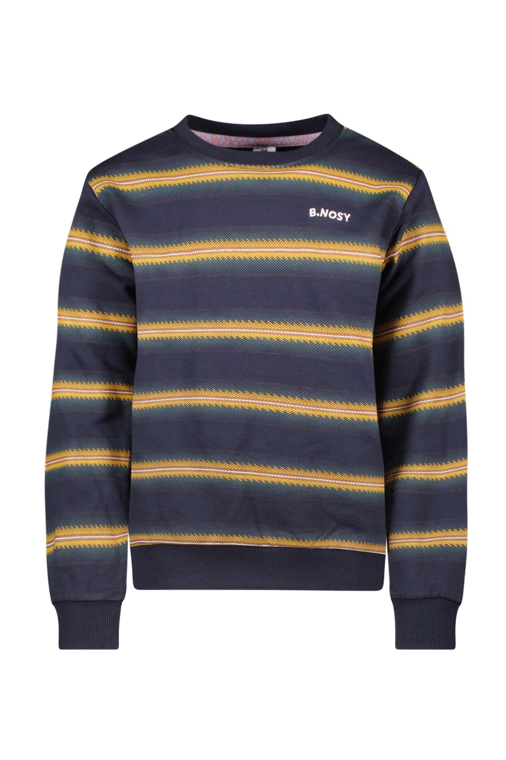 B.Nosy winter sweater jongens - blauw/oranje - Scott - print