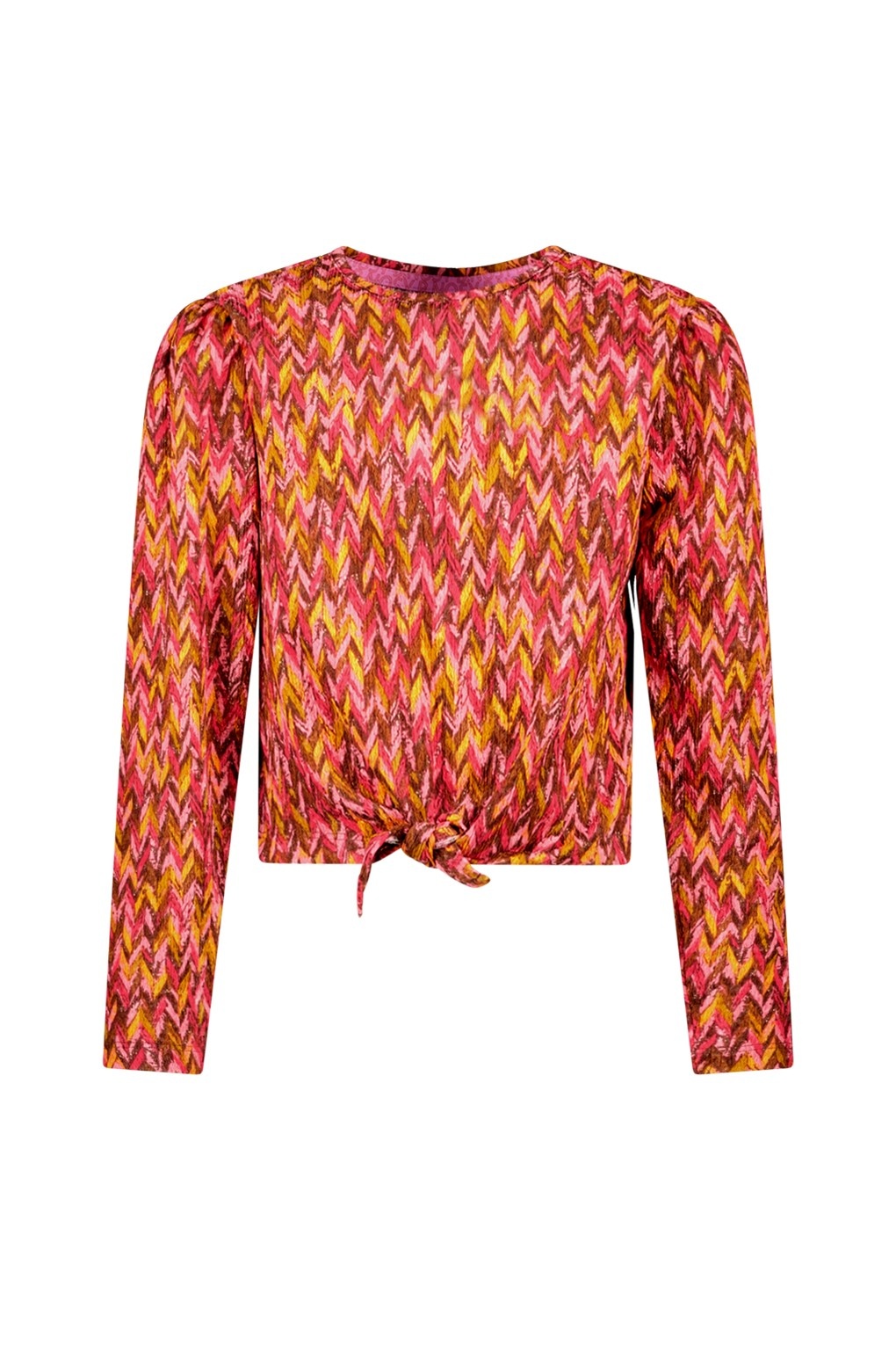 B.Nosy winter top meisjes - roze/bruin - Tori - met knoop