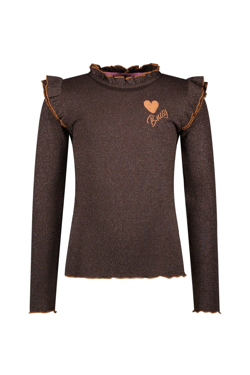 B.Nosy winter top meisjes - bruin - Tonya - ruffles