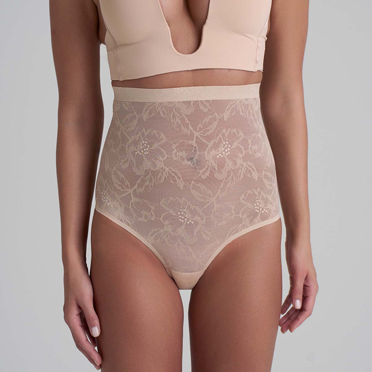 Bye Bra Lacy High Waist Shaping maxi slip, beige
