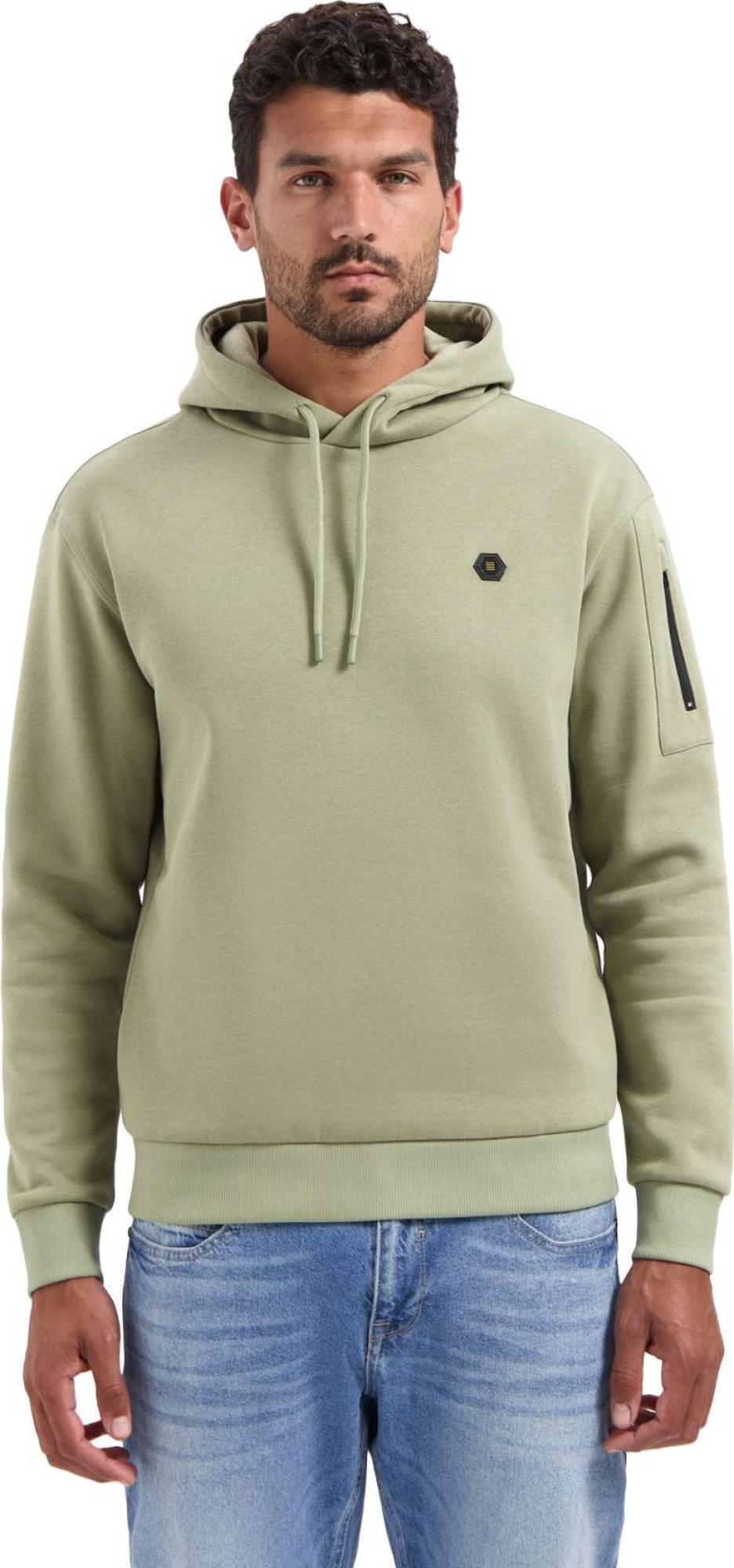 No Excess Sweater hooded brushed light moss