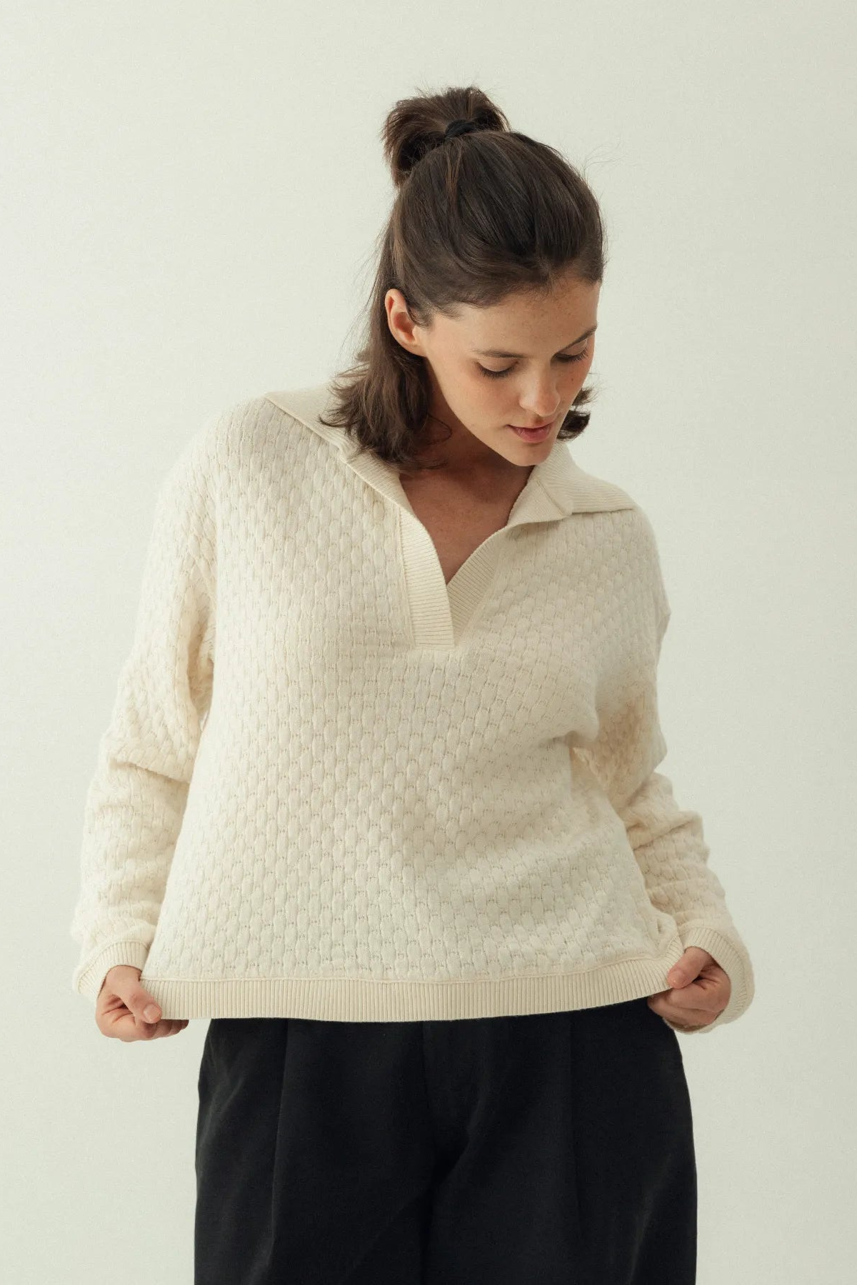 Clotsy Damen vegan Top Polo Paula Beige