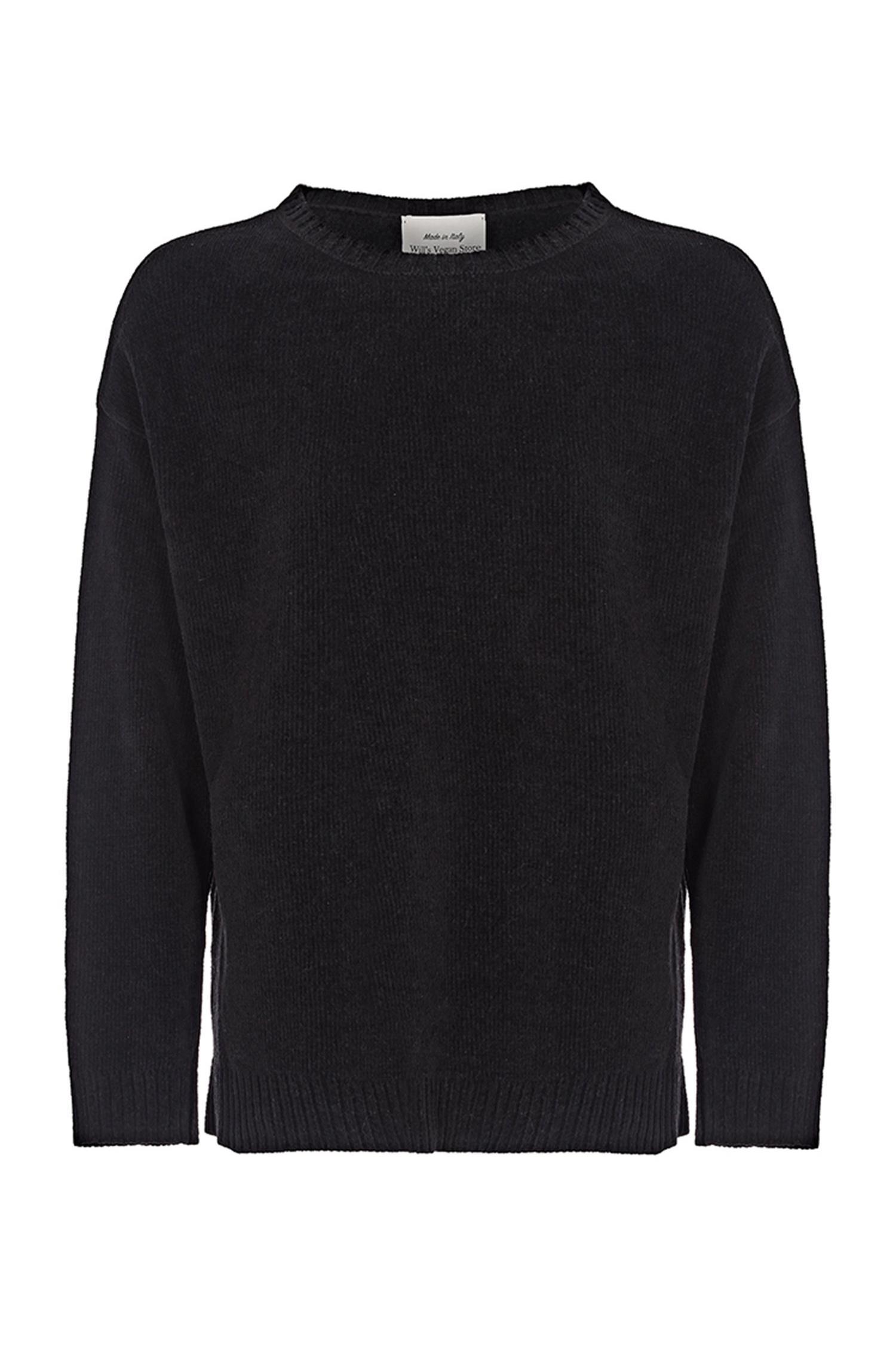 Will's Vegan Store Damen vegan Pullover Slouch Knit Schwarz