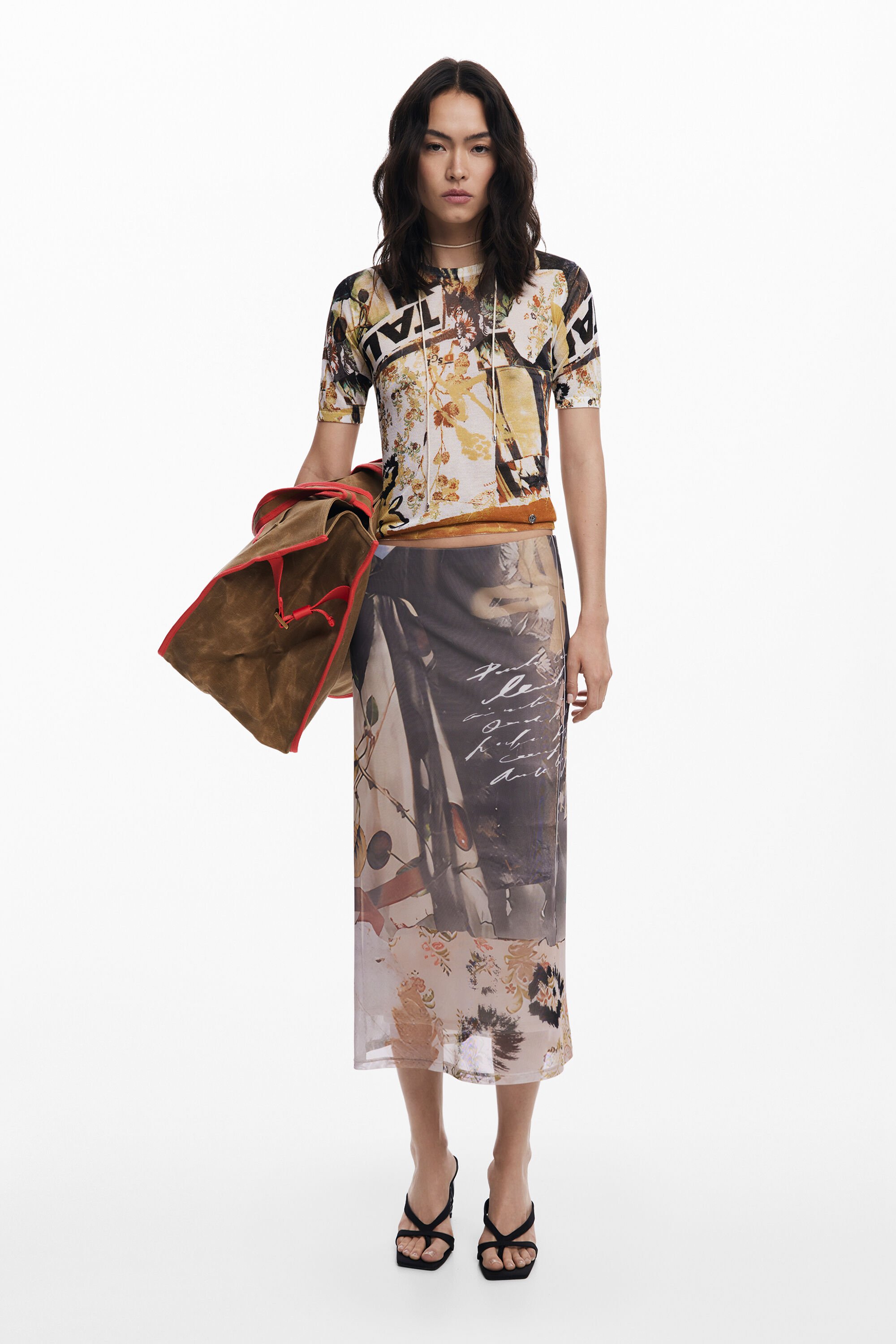 Desigual Collage tule rok - BLACK