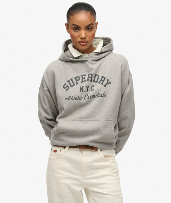 Superdry Athletic Essentials Hoodie met Losse Pasvorm Grey