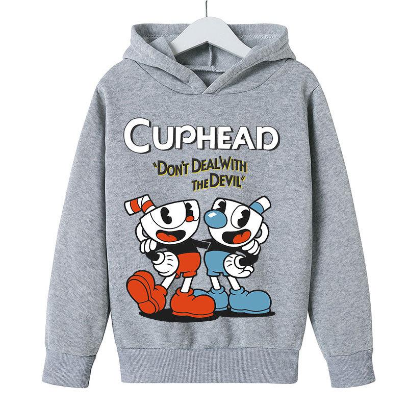 Trendy Hoodie Kids Game Cuphead hoodie Jongens Meisjes mode cartoon sweatshirt lente en herfst model Horror Kleding Lange Mouw 3-13Yrs 150