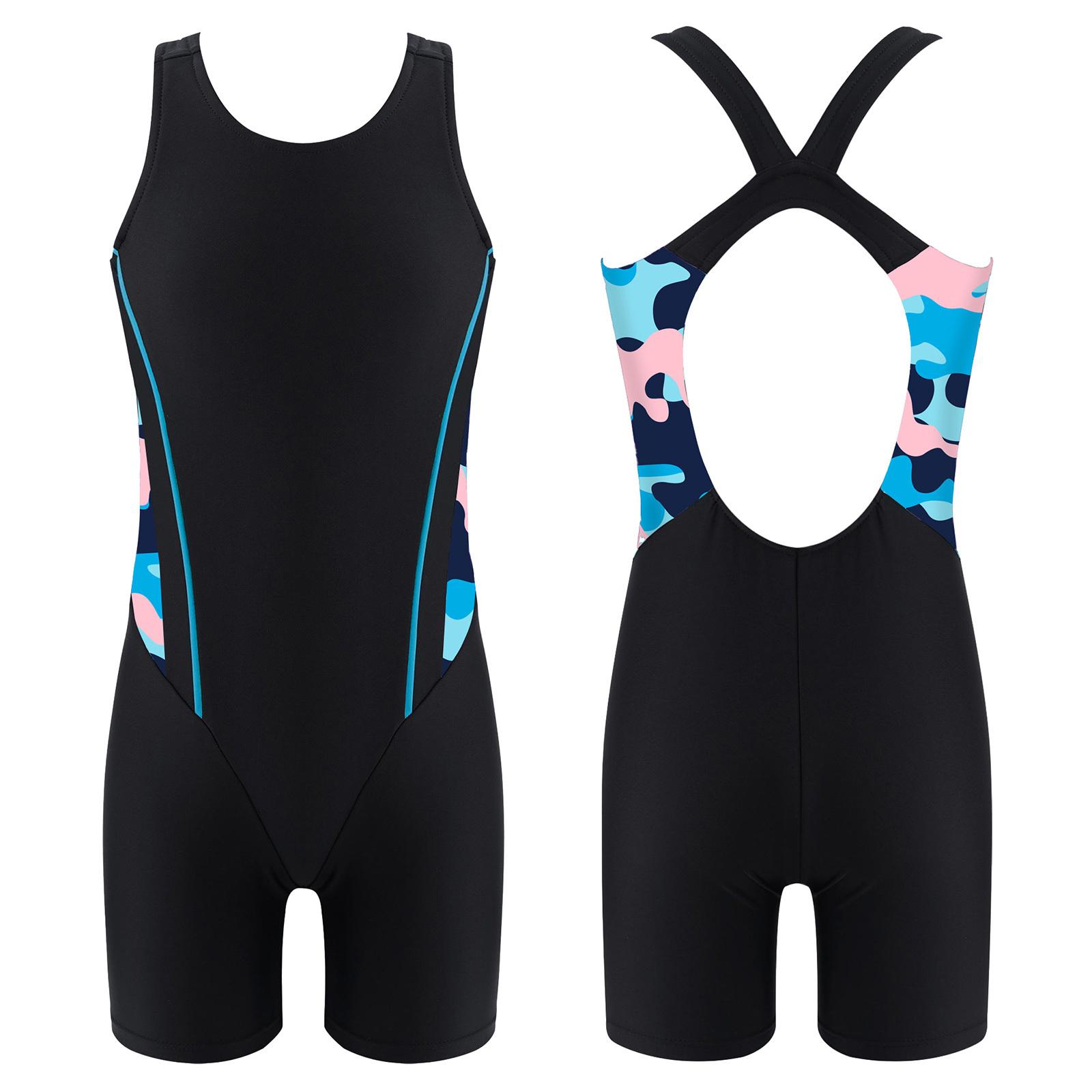 ZDHoor Kinderen Meisjes Eendelig Mouwloos Ronde Hals Shorty Wetsuit Badpak Badmode Badpak 11-12 Years