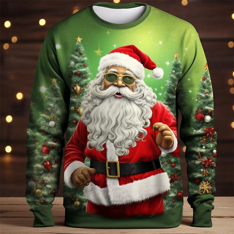 ETST WENDY 005 Grafische Kerstman Mode Casual Heren 3D Print T-shirt T-shirt Kerst T-shirt Lange Mouw Ronde Hals Shirt Lente Herfst Kleding XL