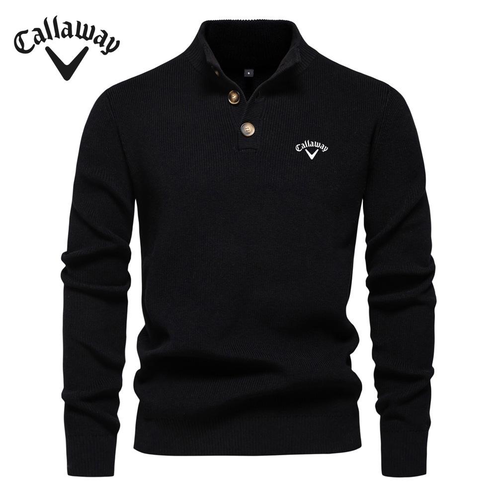 Callaway 2025 Herfst en Winter Nieuwe Geborduurde Trui Opstaande Kraag Heren Hoogwaardige Zakelijke Trui Effen Kleur Casual Gebreide Trui L