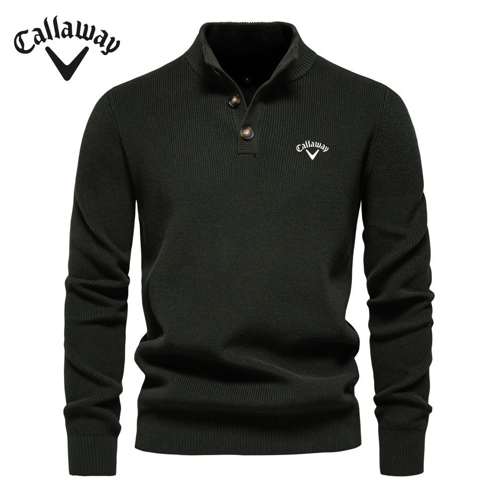 Callaway 2025 Herfst en Winter Nieuwe Geborduurde Trui Opstaande Kraag Heren Hoogwaardige Zakelijke Trui Effen Kleur Casual Gebreide Trui XXL