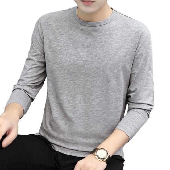 Wangzhenfeng Lente Herfst Heren Fitness Top Slim Fit Ronde Hals Rekbaar Lange Mouwen Effen Kleur Pullover Fitness Sport Top Winter Bottoming Kleding XXXL
