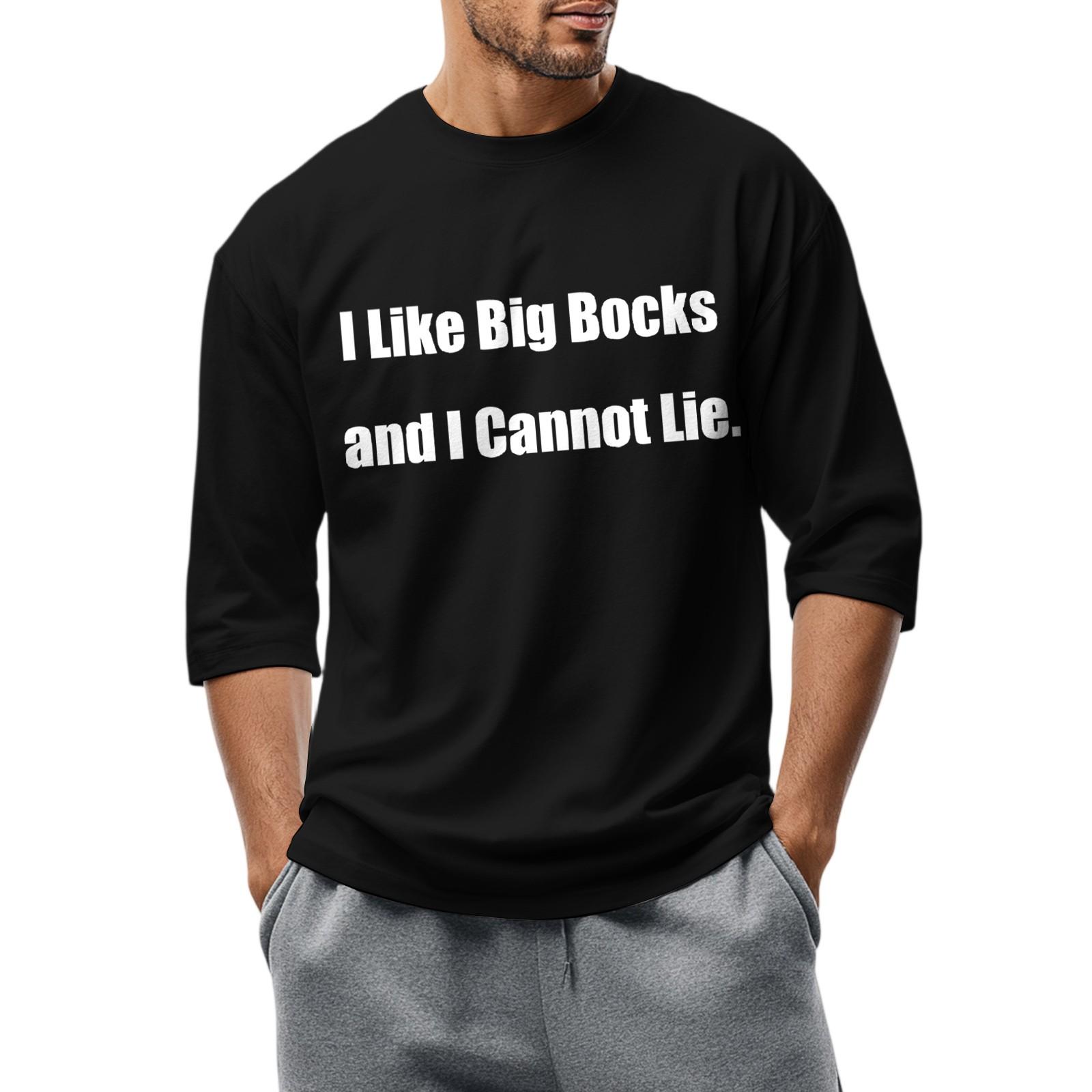 Ionia Men's fashionable casual round-neck three-quarter sleeve top T-shirt XXL