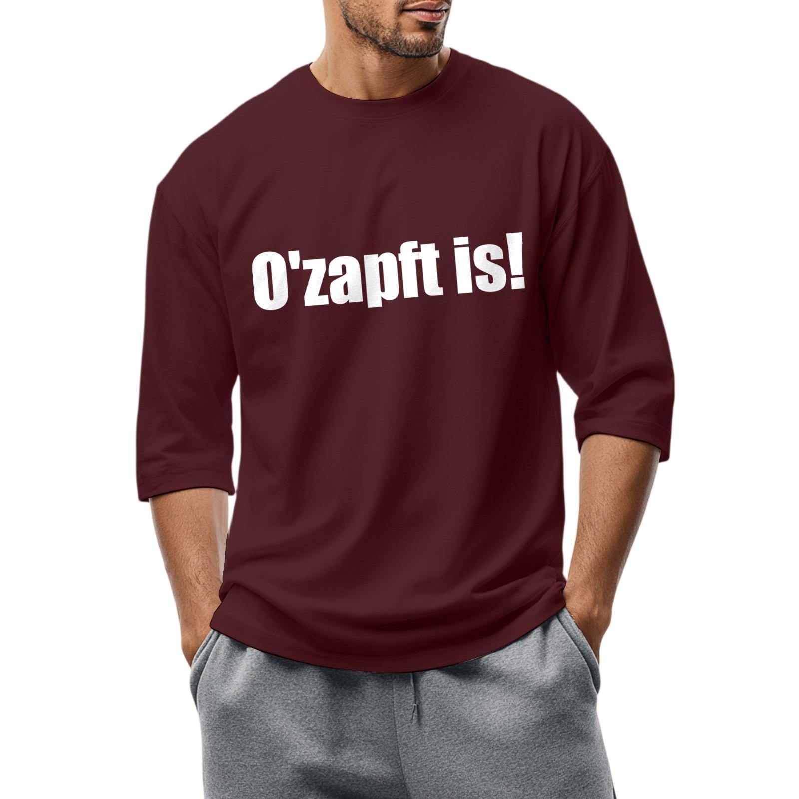 Ionia Men's fashionable casual round-neck three-quarter sleeve top T-shirt L