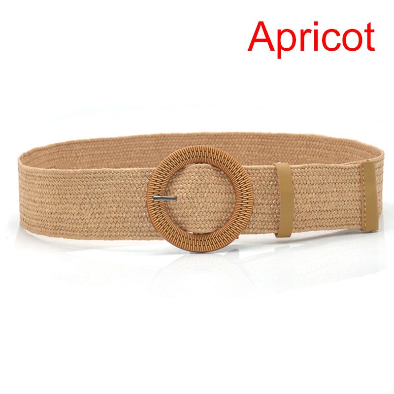 Powerful Temptation Zomer dames elastische band ronde gesp Retro Boheemse gevlochten jurkriem abrikoos