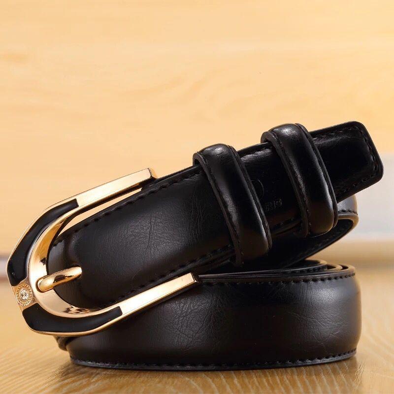Straight Fire Fashion Dames leren gesp riem mode dames 3.0 fijne broek riem snoep kleur 120cm zwart