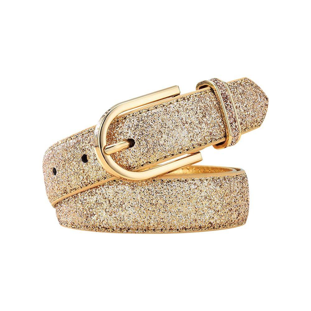 Liuiaoyua78 Retro Casual Glitter Leren Riem Goud Zilver Tailleband Pin Gesp Tailleband Broek Jurk Riemen 105cm goud