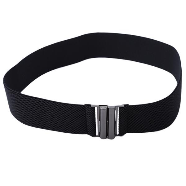 Have feelings for you Hoge kwaliteit Multicolor Vrouwen Elegante Ronde Gesp Eenvoudige Wilde Verstelbare Elastische Taille Riem Rok Accessoires 3.0 zwart