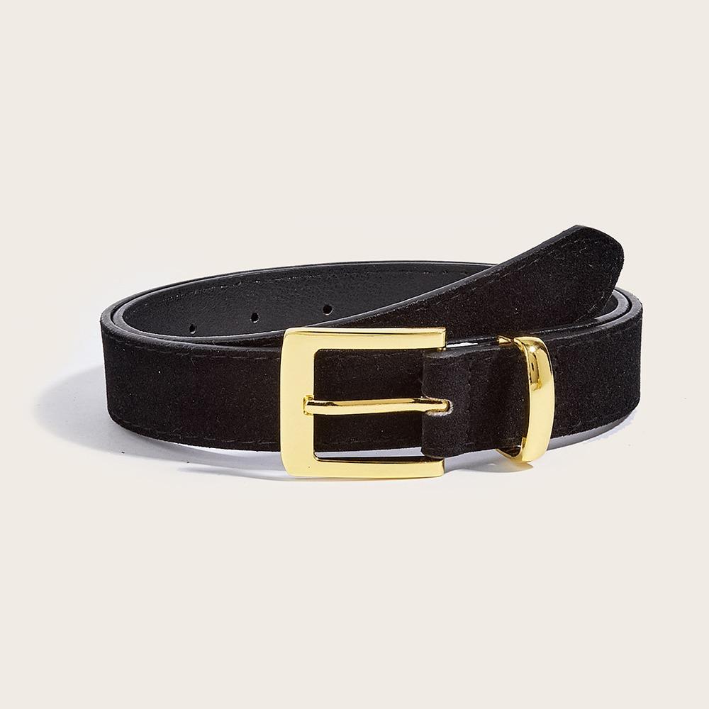 Zaifu Casual Suede Leather Belt Pin buckle Waistband Fashion Business Waist Belt  For Women zwart
