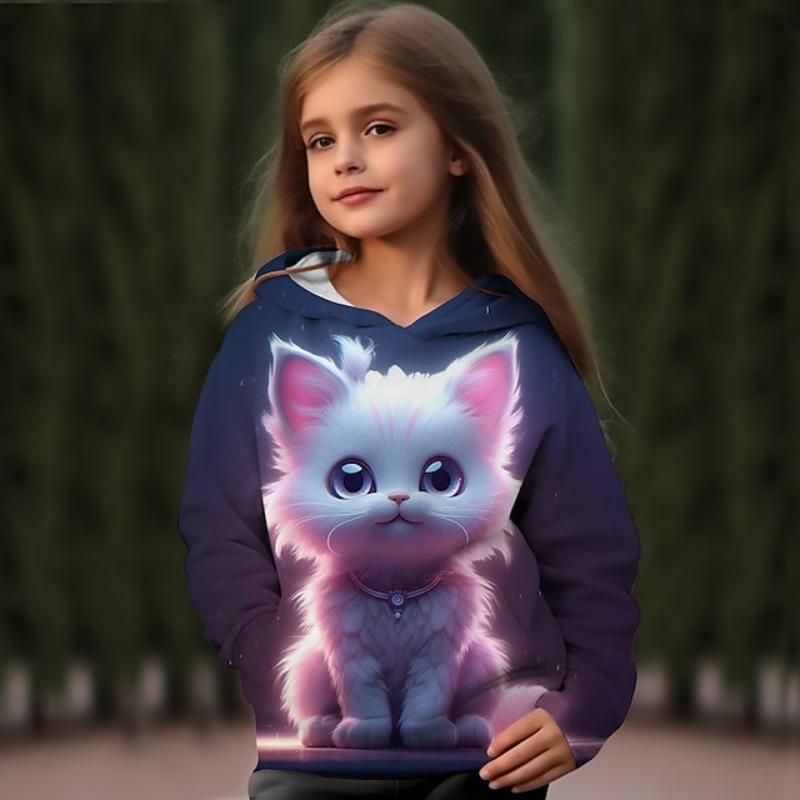 Bobby3 kinderen Hoodies 3D Print Dier Kat Streetwear Jongens Meisjes Unisex Sweatshirts Oversized Hoodie Kawaii Truien Trainingspakken Kleding 130