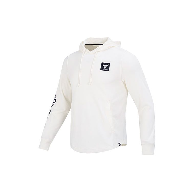 Under Armour Project Rock Terry Hoodie - Sport Casual Men Hoodie White 1377428-130 L