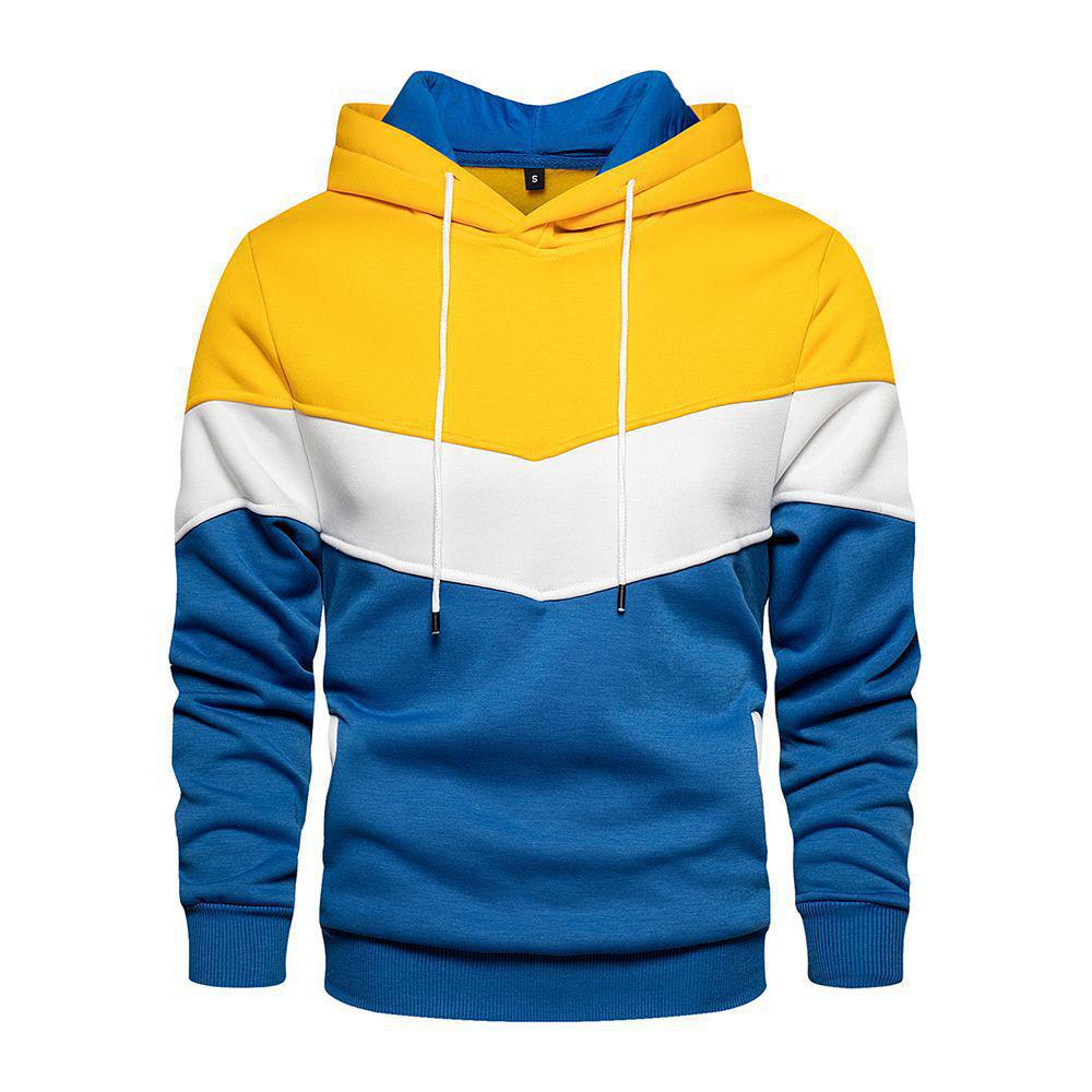 AI Supermarket 2024 Heren Europees & Amerikaans Color-Block Capuchon Sweatshirt - Casual Lente & Herfst Mode Top L geel