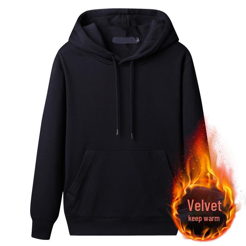 VantaGoods Dikke, met fluweel gevoerde capuchontrui voor heren: Trendy ronde hals trui voor herfst/winter, Koreaanse stijl. XXXXL