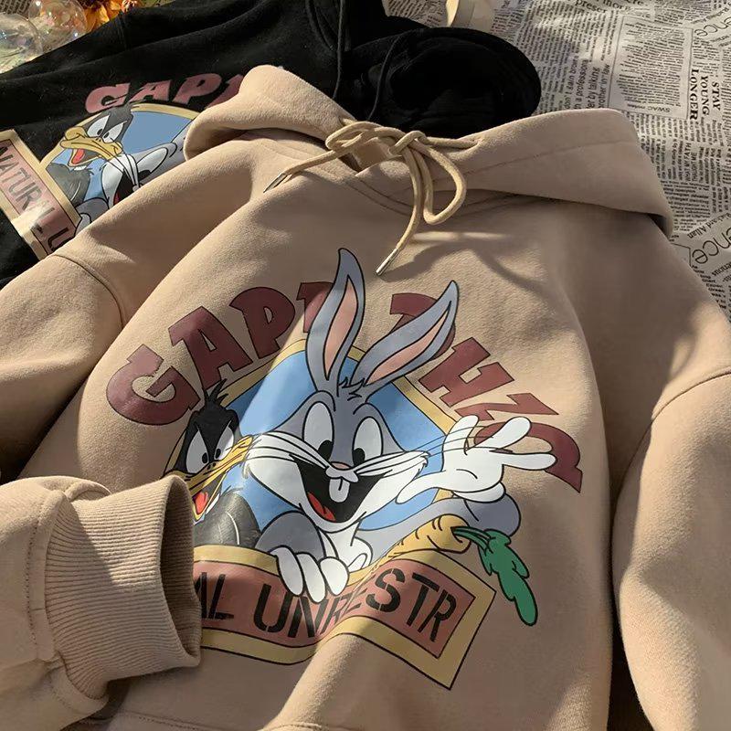 StrideBox Trendy heren hoodie met cartoonprint en capuchon voor herfst/winter XL