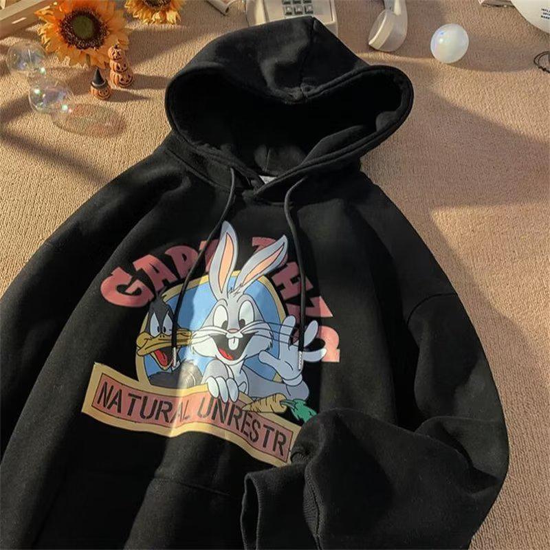 StrideBox Trendy heren hoodie met cartoonprint en capuchon voor herfst/winter XL