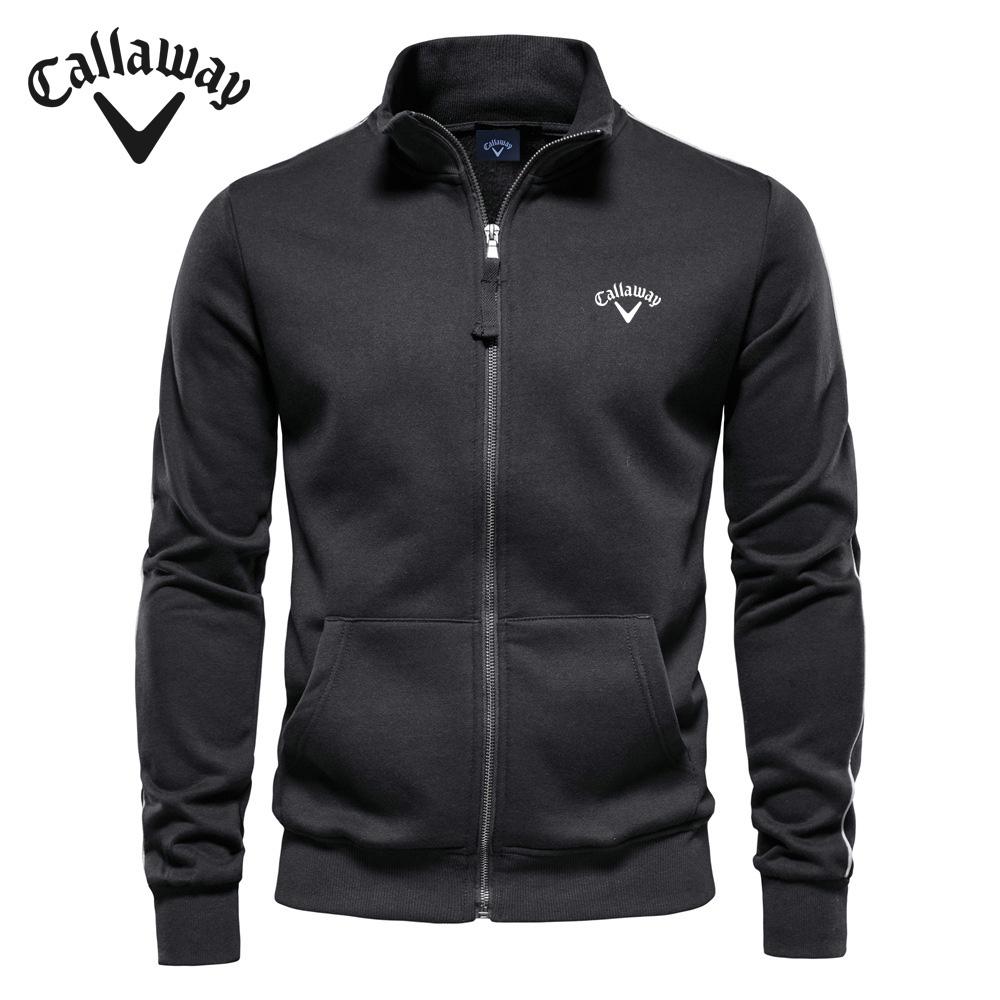 Callaway Geborduurde Herfst Winter Nieuwe Heren Opstaande Kraag Rits Lange Mouw Sweatshirt Sport Contrasterende Kleur Casual Cardigan Jas XXL