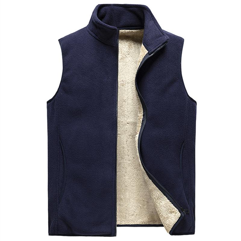 WTEMPO Herfst en winter plus fluwelen vest heren effen kleur gilet heren grote maten lamsfluwelen vest 6XL