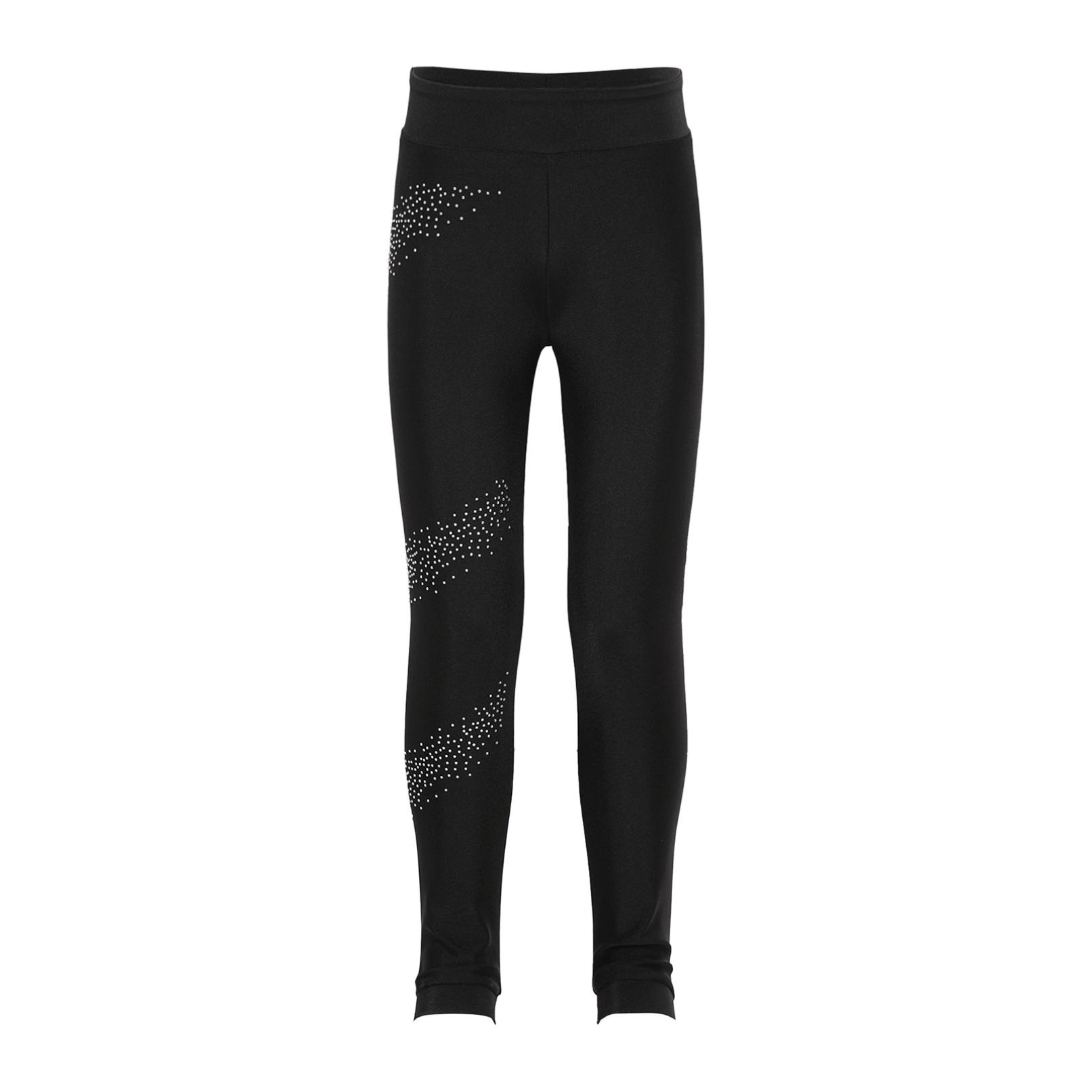 YOOJIA Kunstschaatsbroek voor meisjes, legging met glittersteentjes, stretch sportlegging voor kinderen, balletdanslegging 7-8 Years zwart