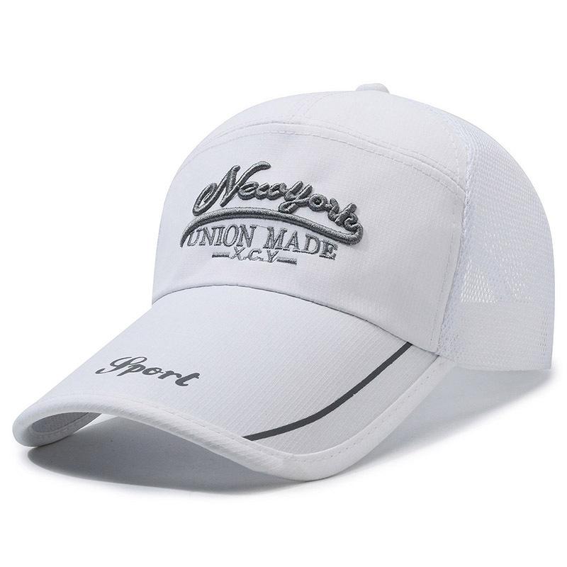 ONIHUA Zomer Geborduurde Brief Mesh Cap Ademende Baseball Cap Mannen Vrouwen Cap Outdoor Zonnescherm Zonnehoed wit