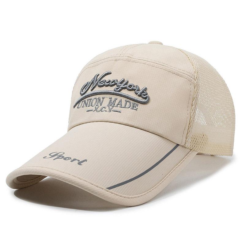 ONIHUA Zomer Geborduurde Brief Mesh Cap Ademende Baseball Cap Mannen Vrouwen Cap Outdoor Zonnescherm Zonnehoed kaki