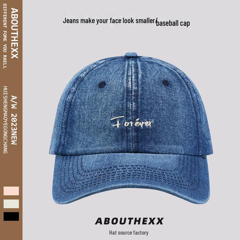CrossCart Unisex Japanse retro gewassen baseballpet - denim eendenbekontwerp voor grote hoofdomtrek Adjustable